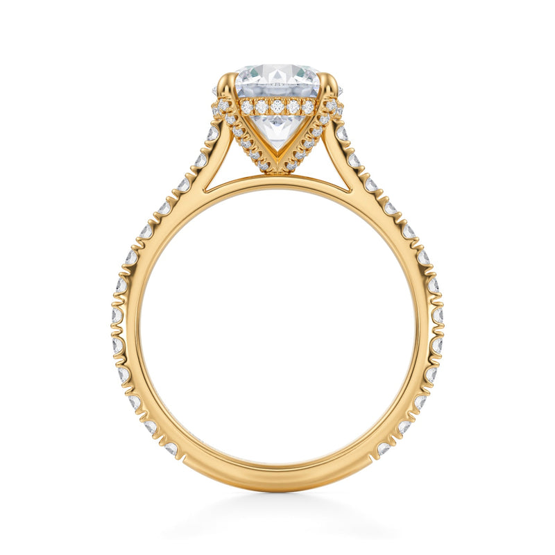 Round Pave Cathedral Ring With Pave Basket  (1.20 Carat E-VVS2)