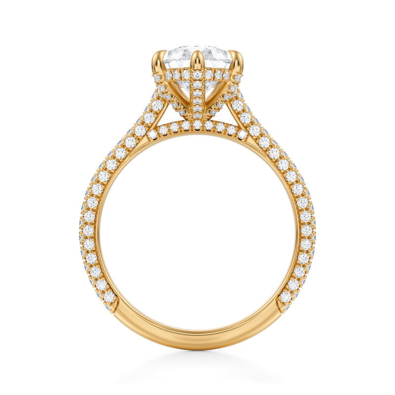 Pear Trio Pave Cathedral Ring With Pave Basket  (1.40 Carat G-VS1)