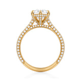 Pear Trio Pave Cathedral Ring With Pave Basket  (3.20 Carat G-VVS2)