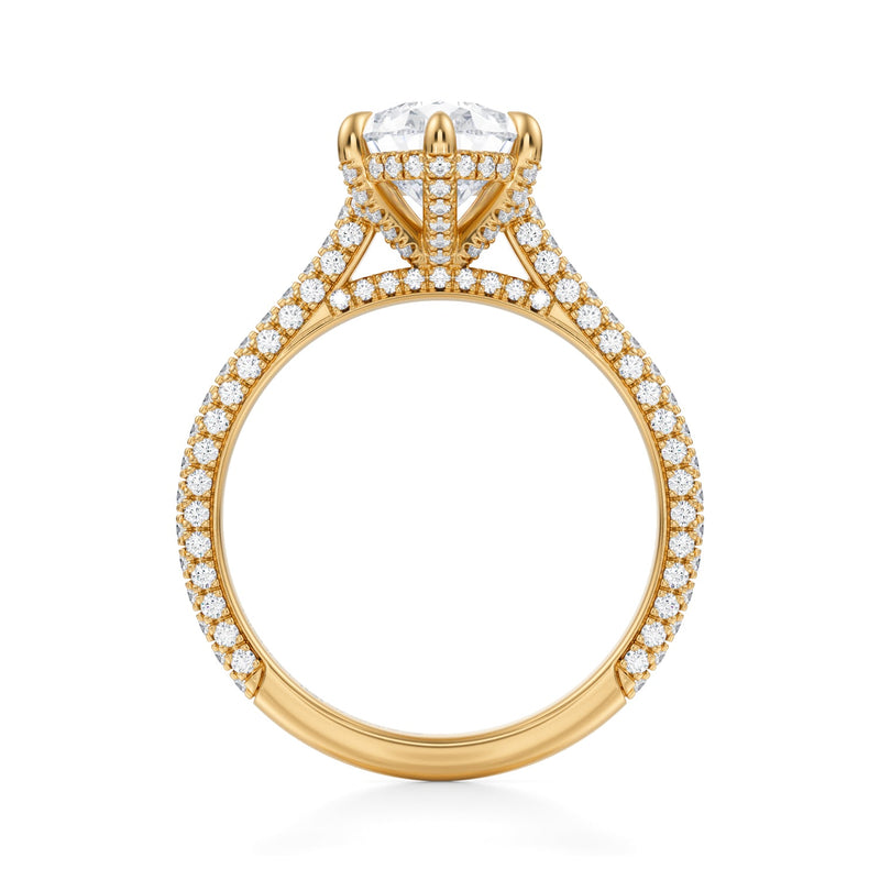 Pear Trio Pave Cathedral Ring With Pave Basket  (3.20 Carat G-VVS2)