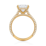 Princess Trio Pave Cathedral Ring With Pave Basket  (2.40 Carat E-VVS2)