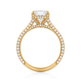 Cushion Trio Pave Cathedral Ring With Low Pave Basket  (3.50 Carat G-VS1)