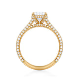 Oval Trio Pave Cathedral Ring With Low Pave Basket  (2.00 Carat D-VS1)