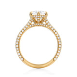 Pear Trio Pave Cathedral Ring With Low Pave Basket  (1.70 Carat G-VS1)