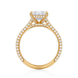 Radiant Trio Pave Cathedral Ring With Low Pave Basket  (3.70 Carat D-VS1)