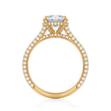 Round Trio Pave Cathedral Ring With Low Pave Basket  (3.50 Carat F-VS1)