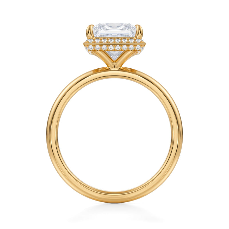 Princess Knife Edge Halo With Solitaire Ring