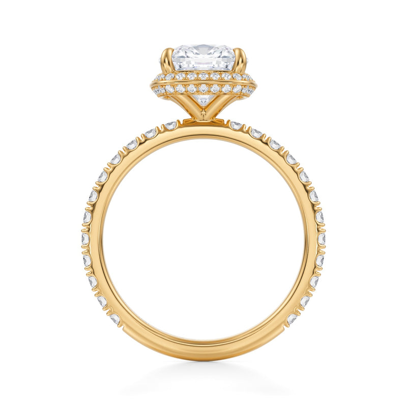 Cushion Knife Edge Halo With Pave Ring  (1.00 Carat E-VS1)