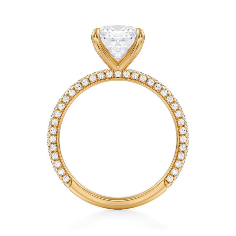 Cushion Trio Pave Ring  (2.40 Carat F-VVS2)