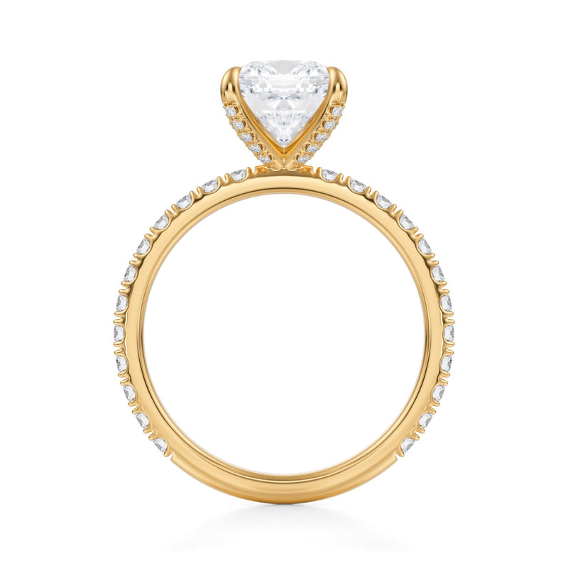 Cushion Pave Ring With Pave Prongs  (3.40 Carat E-VVS2)