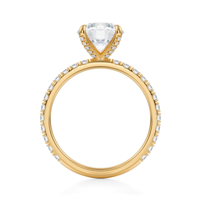 Round Pave Ring With Pave Prongs  (1.40 Carat D-VVS2)