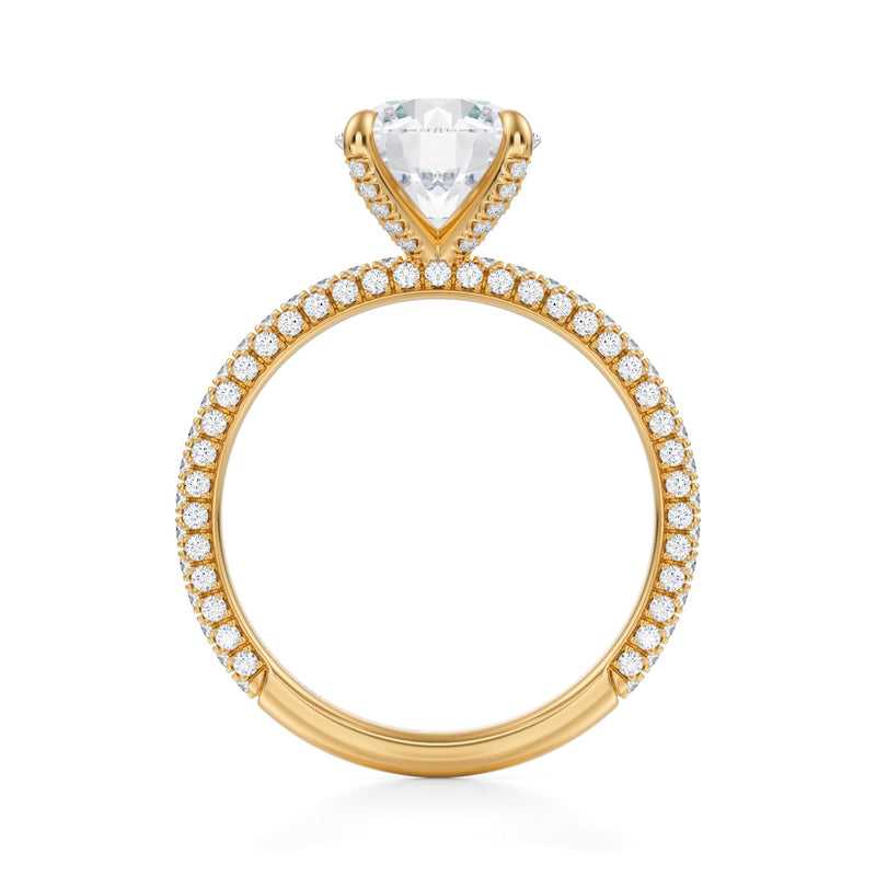 Round Halo With Trio Pave Ring  (2.20 Carat G-VS1)