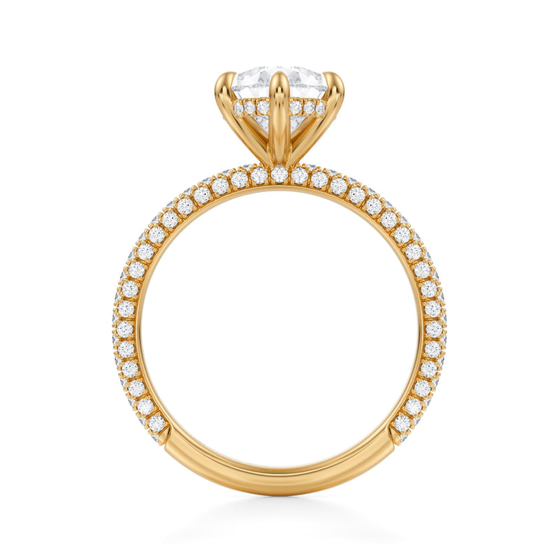 Pear Invisible Halo With Trio Pave Ring