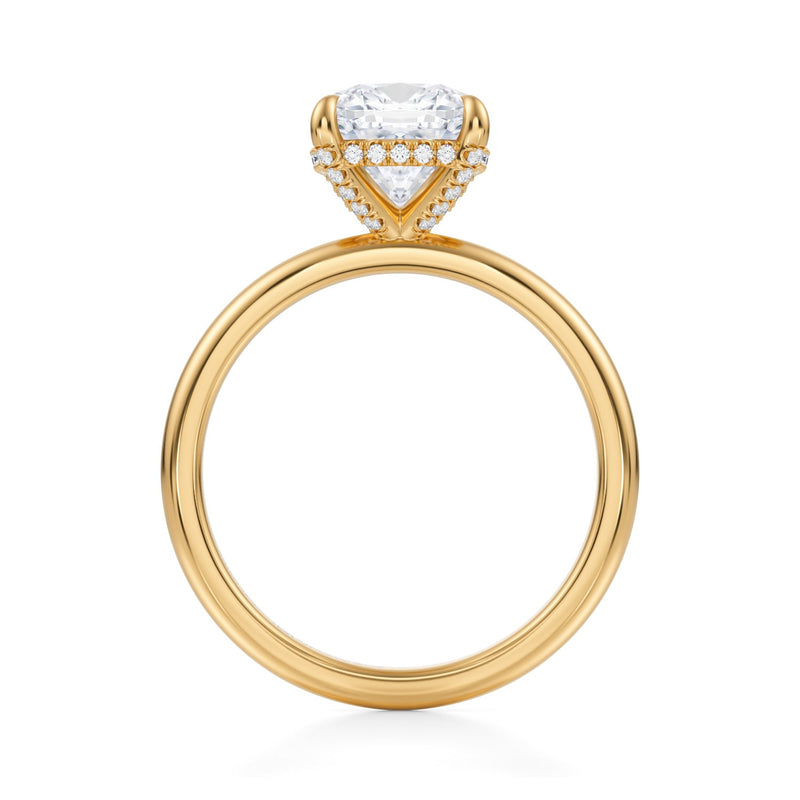 Cushion Solitaire Ring With Pave Basket  (1.00 Carat E-VVS2)