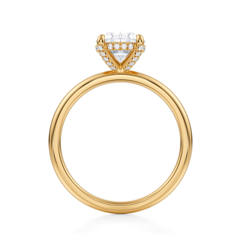 Oval Solitaire Ring With Pave Basket  (1.40 Carat G-VVS2)