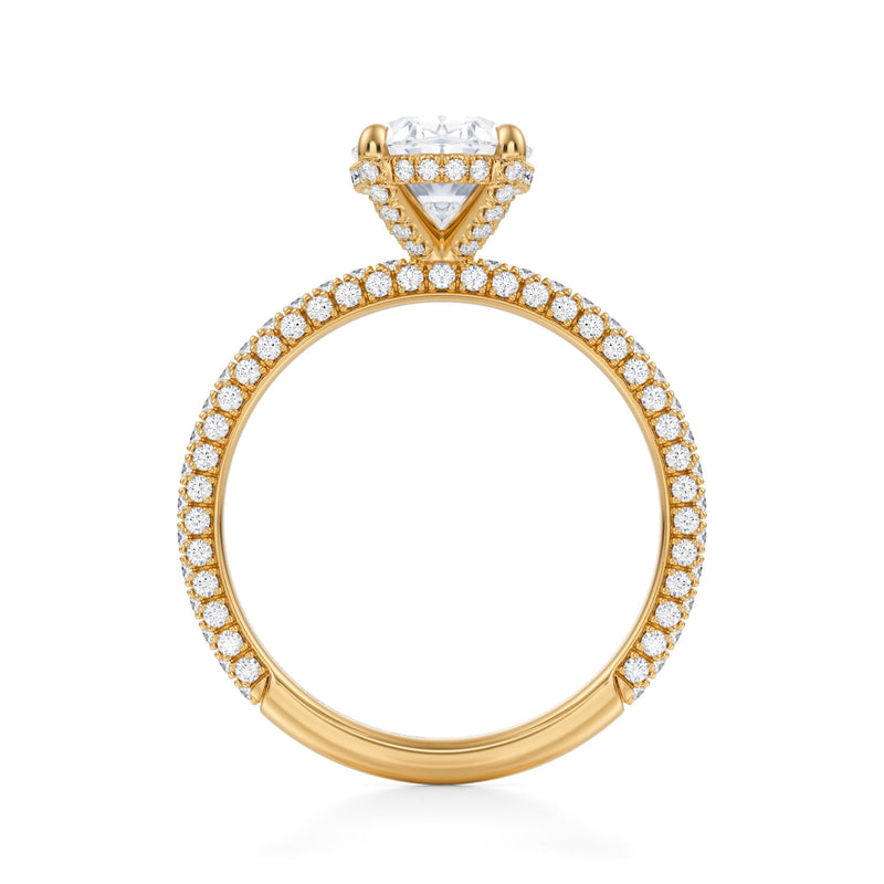 Oval Pave Basket With Trio Pave Ring