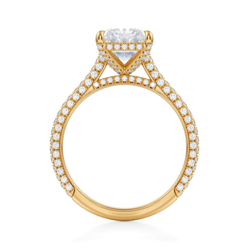 Radiant Trio Pave Cathedral Ring With Pave Basket  (2.50 Carat E-VS1)