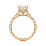 Radiant Trio Pave Cathedral Ring With Pave Basket  (2.70 Carat F-VS1)