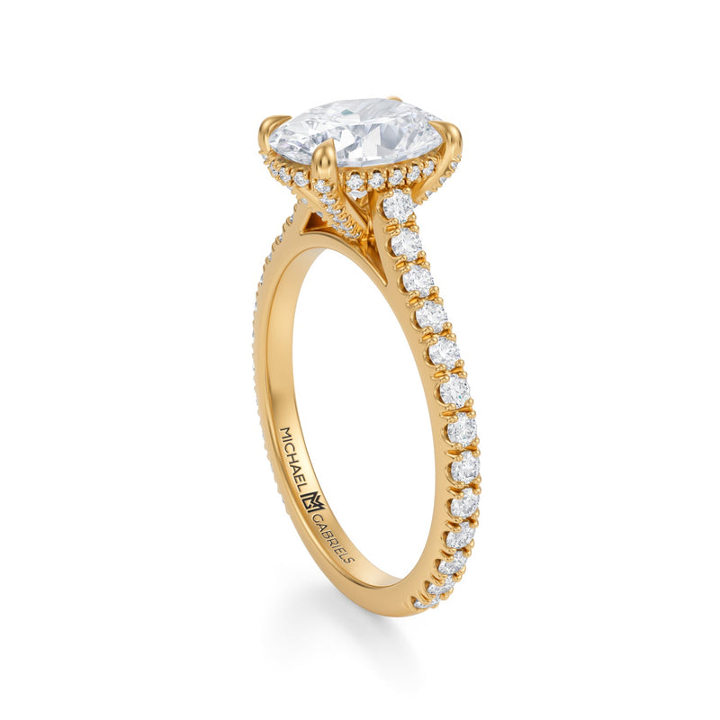 Oval Pave Cathedral Ring With Pave Basket  (3.50 Carat E-VVS2)