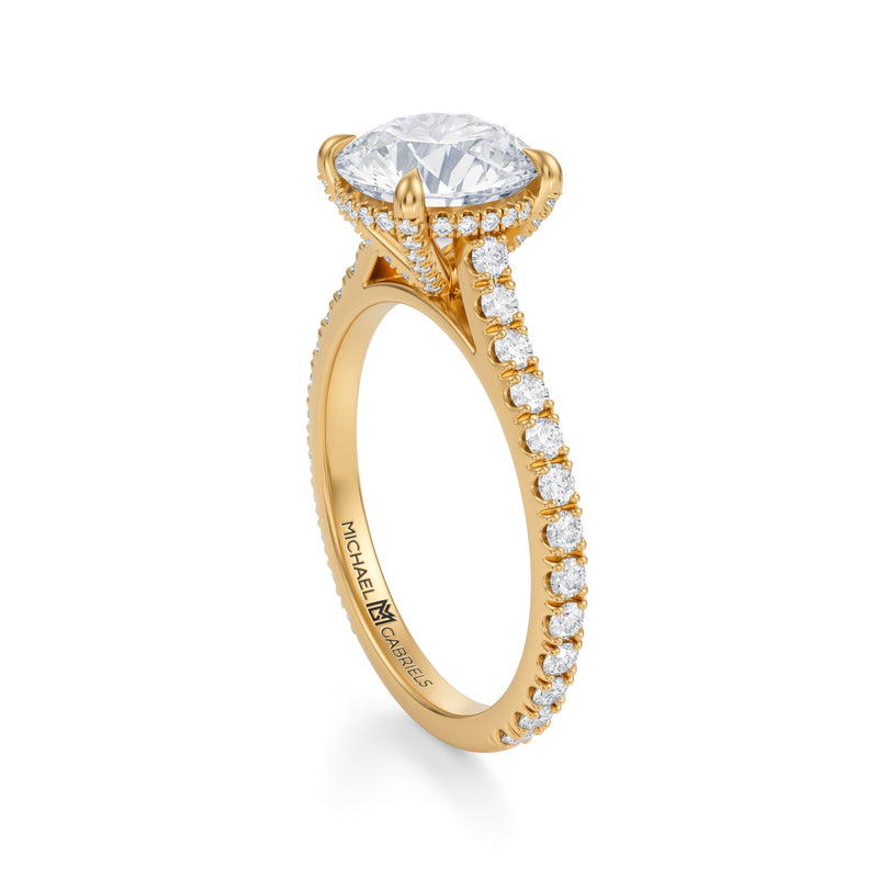 Round Pave Cathedral Ring With Pave Basket  (1.50 Carat E-VS1)