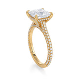 Princess Trio Pave Cathedral Ring With Pave Basket  (2.50 Carat E-VS1)