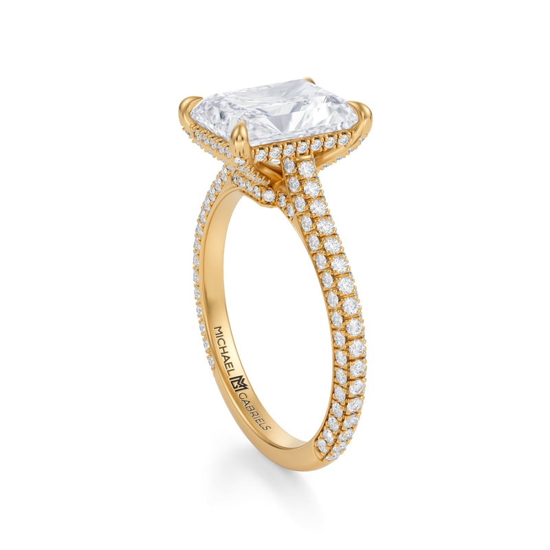 Radiant Trio Pave Cathedral Ring With Low Pave Basket  (1.00 Carat D-VVS2)