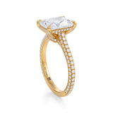 Radiant Trio Pave Cathedral Ring With Low Pave Basket  (1.50 Carat D-VS1)