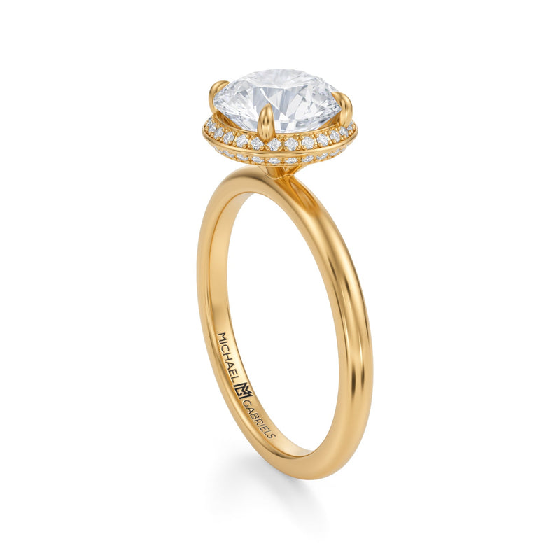 Round Knife Edge Halo With Solitaire Ring