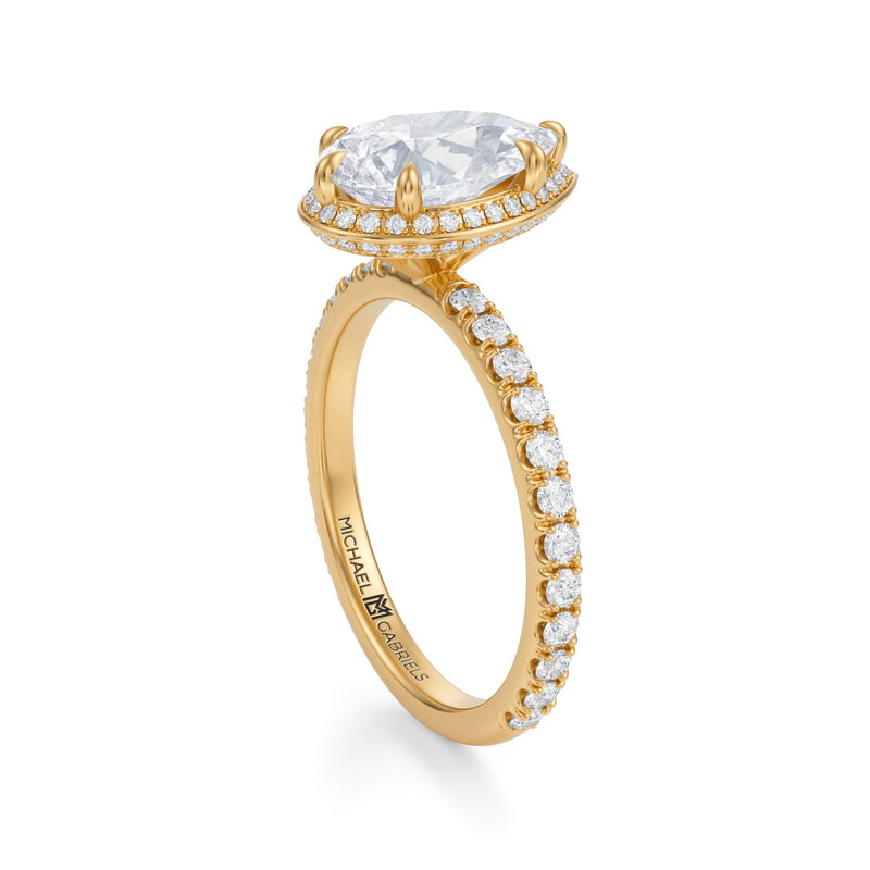 Pear Knife Edge Halo With Pave Ring  (1.00 Carat E-VS1)