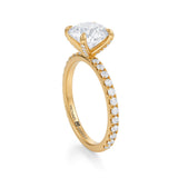 Michael Gabriels round pave ring with pave prongs in yellow gold
