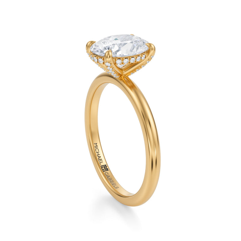 Oval Solitaire Ring With Pave Basket  (1.00 Carat G-VVS2)