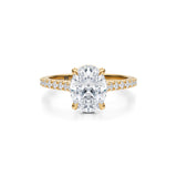 Oval Pave Cathedral Ring With Pave Basket  (3.20 Carat D-VVS2)