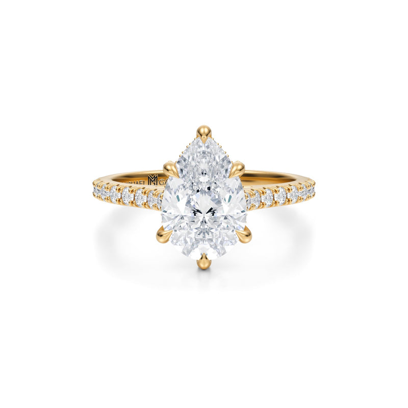 Pear Pave Cathedral Ring With Pave Basket  (3.40 Carat D-VS1)
