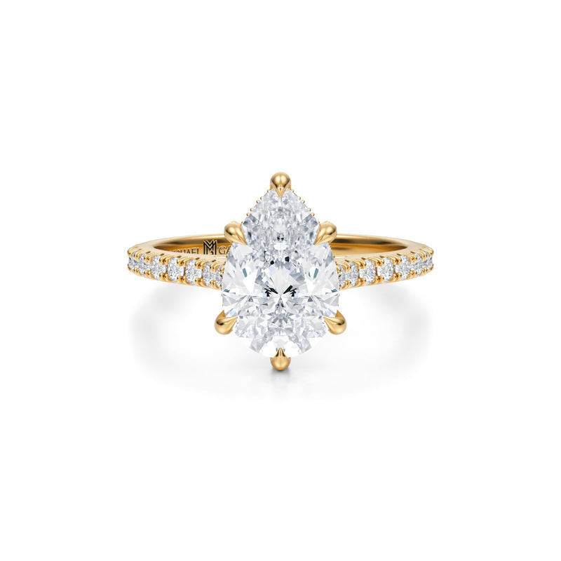 Pear Pave Cathedral Ring With Pave Basket  (2.40 Carat F-VS1)