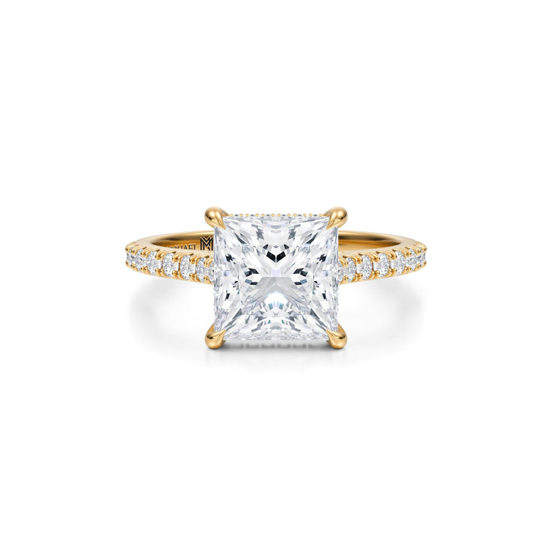 Princess Pave Cathedral Ring With Pave Basket  (3.20 Carat E-VS1)