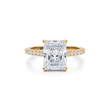 Radiant Pave Cathedral Ring With Pave Basket  (3.40 Carat E-VS1)