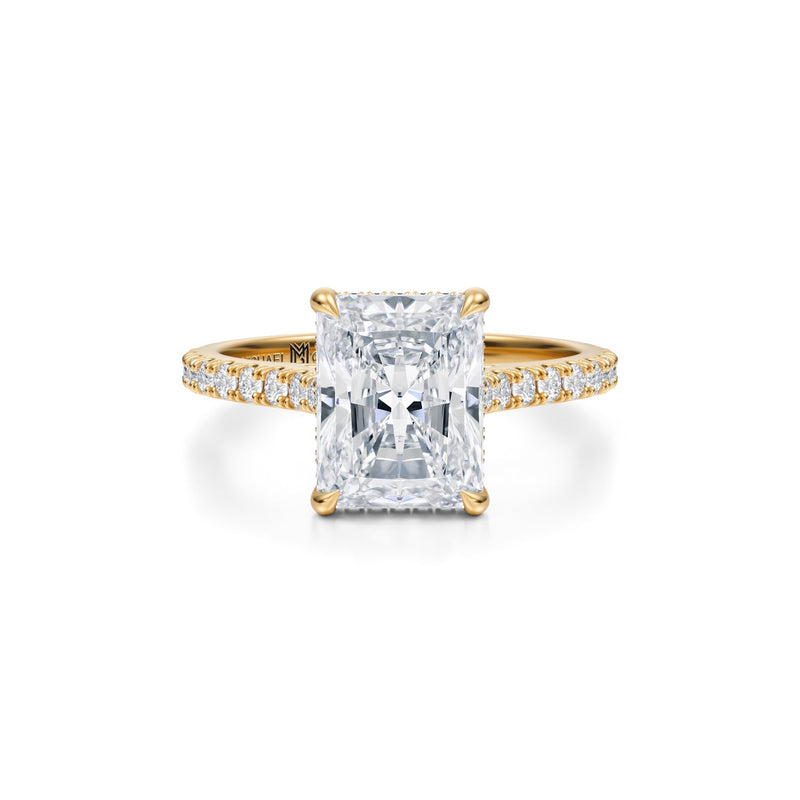 Radiant Pave Cathedral Ring With Pave Basket  (3.20 Carat D-VVS2)