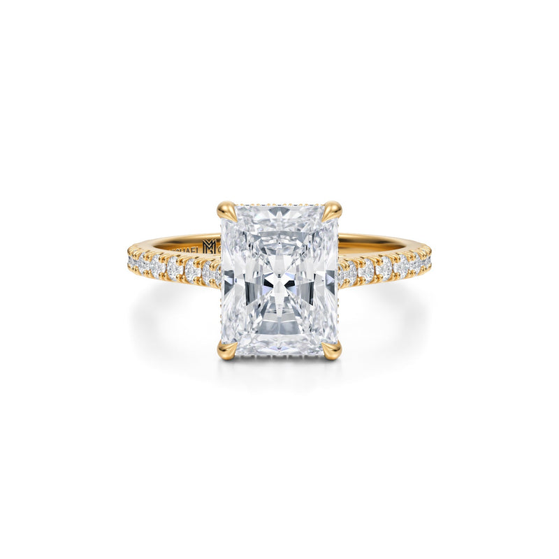 Radiant Pave Cathedral Ring With Pave Basket  (3.50 Carat G-VS1)