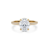 Oval Trio Pave Cathedral Ring With Pave Basket  (1.00 Carat F-VVS2)