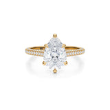 Pear Trio Pave Cathedral Ring With Pave Basket  (3.40 Carat F-VVS2)