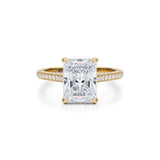 Radiant Trio Pave Cathedral Ring With Pave Basket  (1.20 Carat E-VVS2)