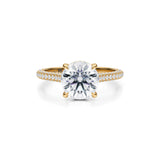 Round Trio Pave Cathedral Ring With Pave Basket  (3.50 Carat D-VVS2)