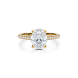 Oval Trio Pave Cathedral Ring With Low Pave Basket  (3.70 Carat G-VS1)