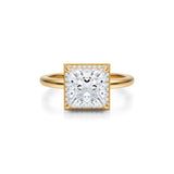 Princess Knife Edge Halo With Solitaire Ring  (3.40 Carat D-VVS2)