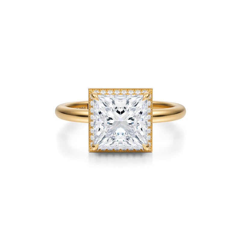 Princess Knife Edge Halo With Solitaire Ring
