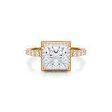 Princess Knife Edge Halo With Pave Ring  (1.00 Carat E-VS1)