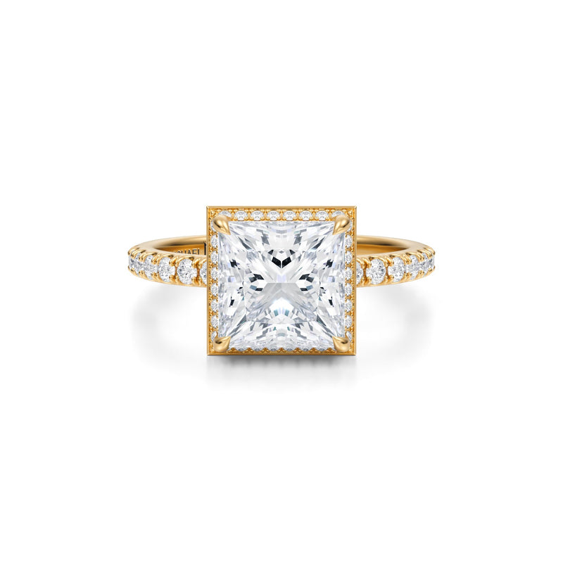 Princess Knife Edge Halo With Pave Ring