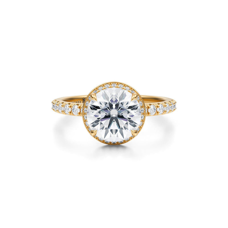 Round Knife Edge Halo With Pave Ring  (1.40 Carat D-VVS2)
