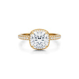 Cushion Knife Edge Halo With Trio Pave Ring
