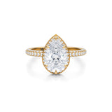 Pear Knife Edge Halo With Trio Pave Ring